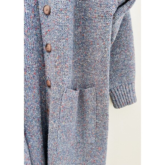 VTG Marisa Christina Long Cardigan Coat Thick Heavy Speckled Periwinkle Sz S/M - Picture 5 of 6